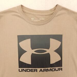 Under Armour Casual Crew Neck Short Sleeve Graphic T Shirt Mens Size M Tan